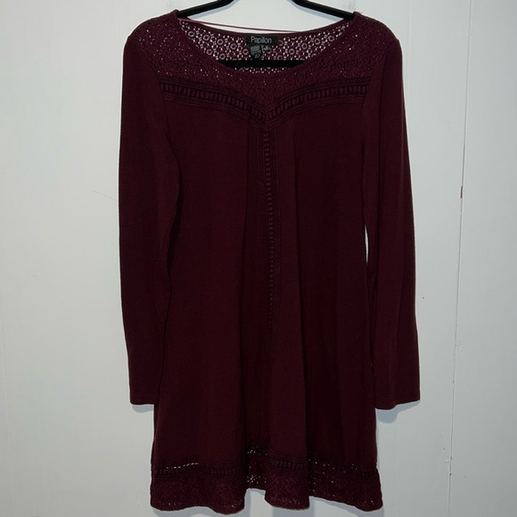 Papillon Burgundy Women’s Long Sleeve Sweater U2 - Picture 1 of 3